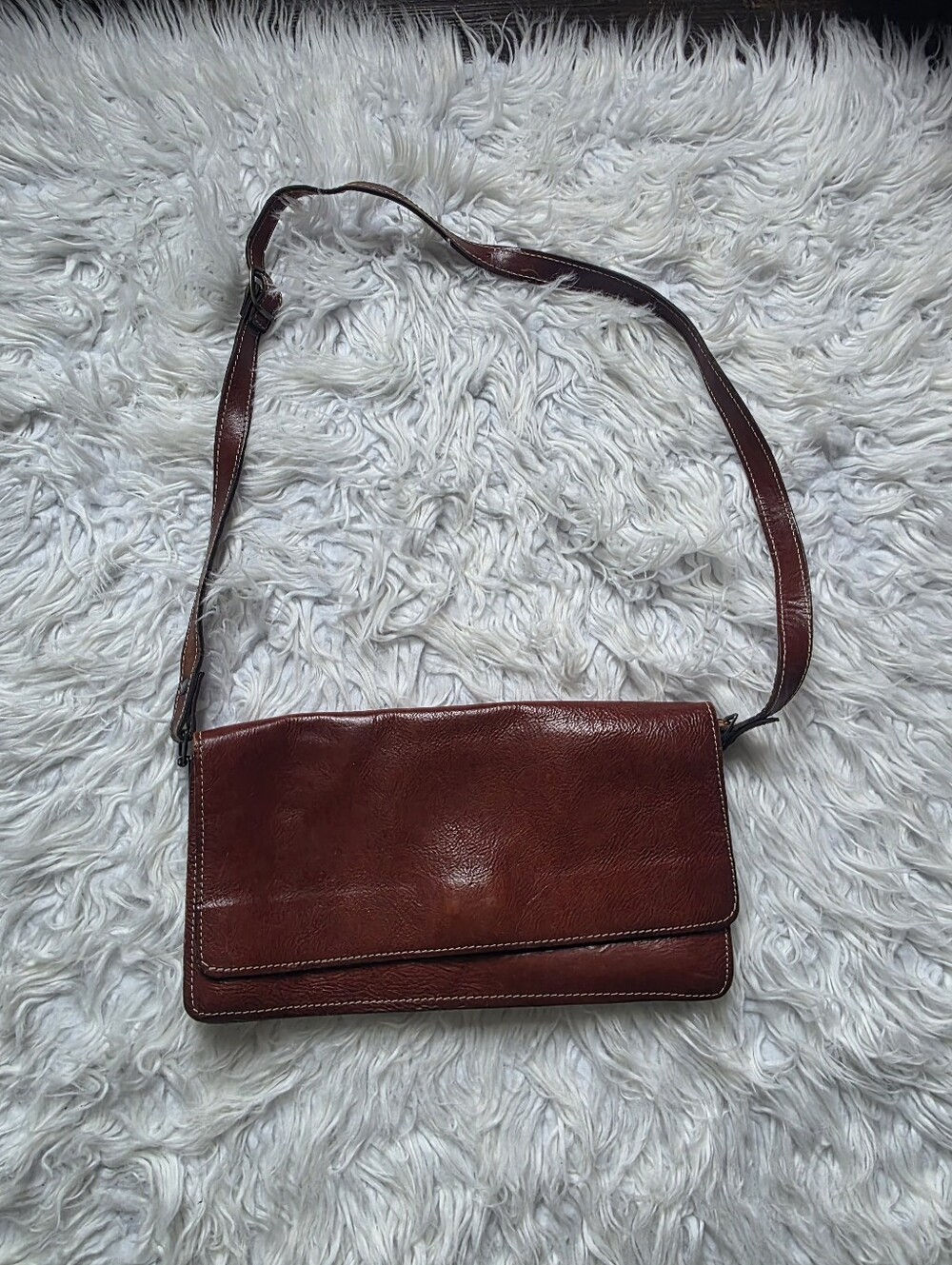 Classic Brown Leather Crossbody Bag - Men